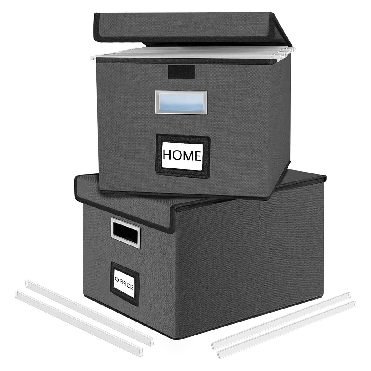 Huolewa File Organizer Box with Lids, Collapsible File Folder Organizer