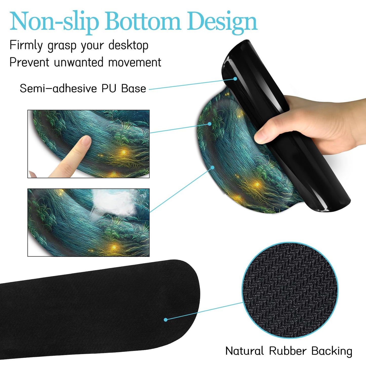 LIMKRIAN Mouse Pad with Wrist Rest, Firefly Forest Computer Desk Mat Set