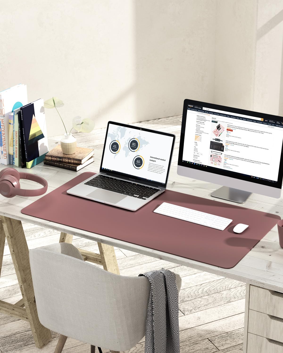 YSAGi Non-Slip Leather Desk Pad L Size, Waterproof Laptop Computer Desk Keyboard Mat, Table