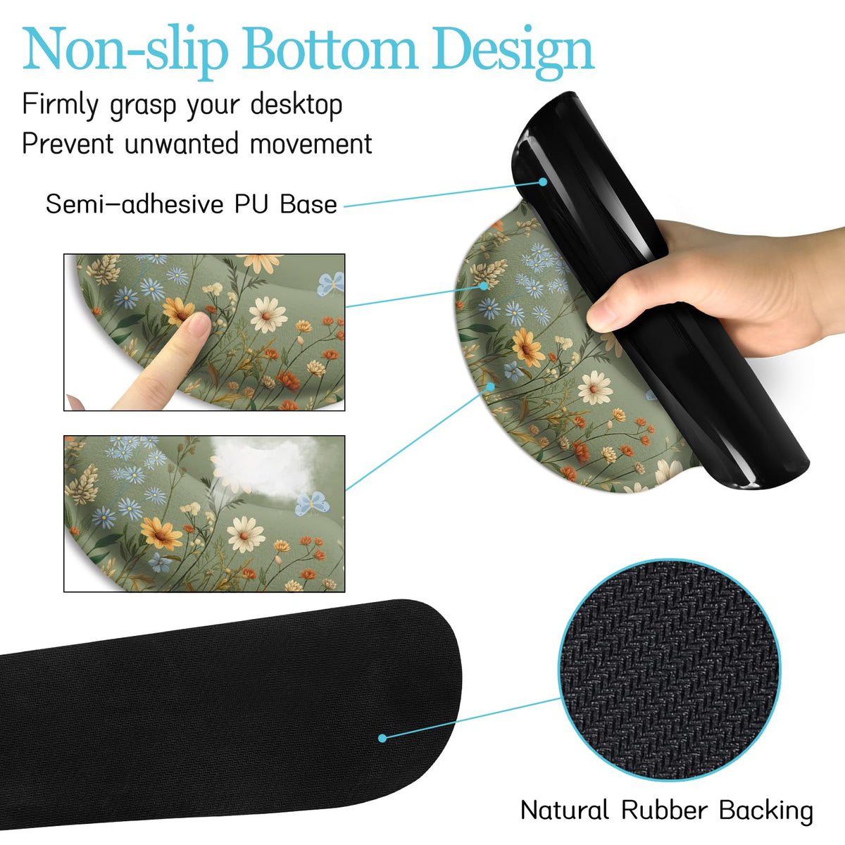 LIMKRIAN Floral Desk Mat Set, Cute Green Desk Accessories Gifts for Women