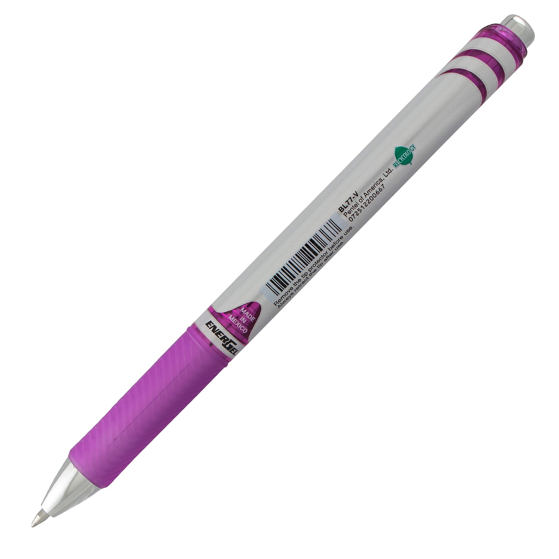 Pentel EnerGel XM BL77 - Retractable Liquid Gel Ink Pen - 0.7mm - 54% Recycled - Purple - Box of 12