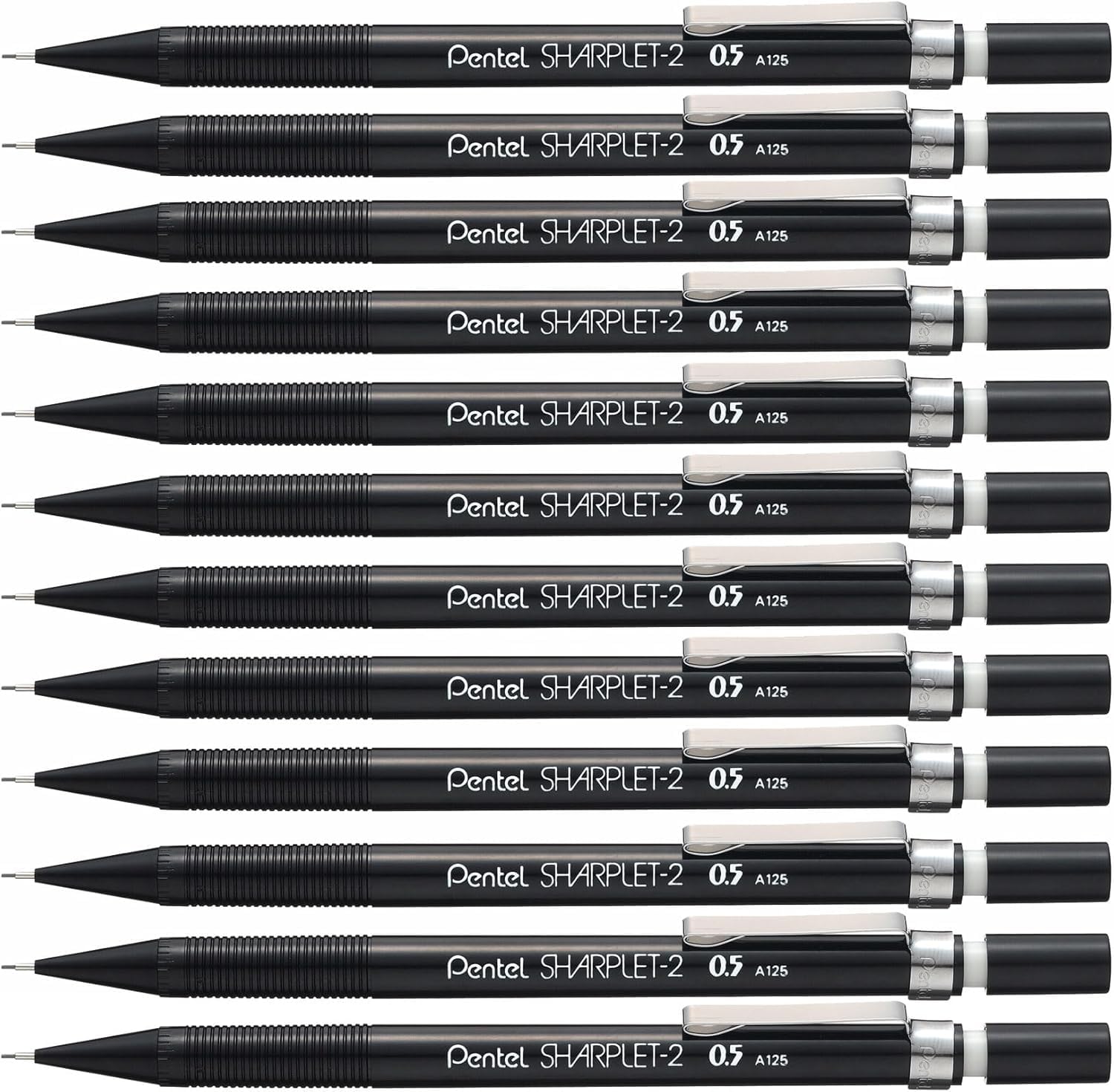 Pentel Sharplet-2 Automatic Pencil, (0.5mm) Lead Size, Black Barrel, Box of 12 (A125A)