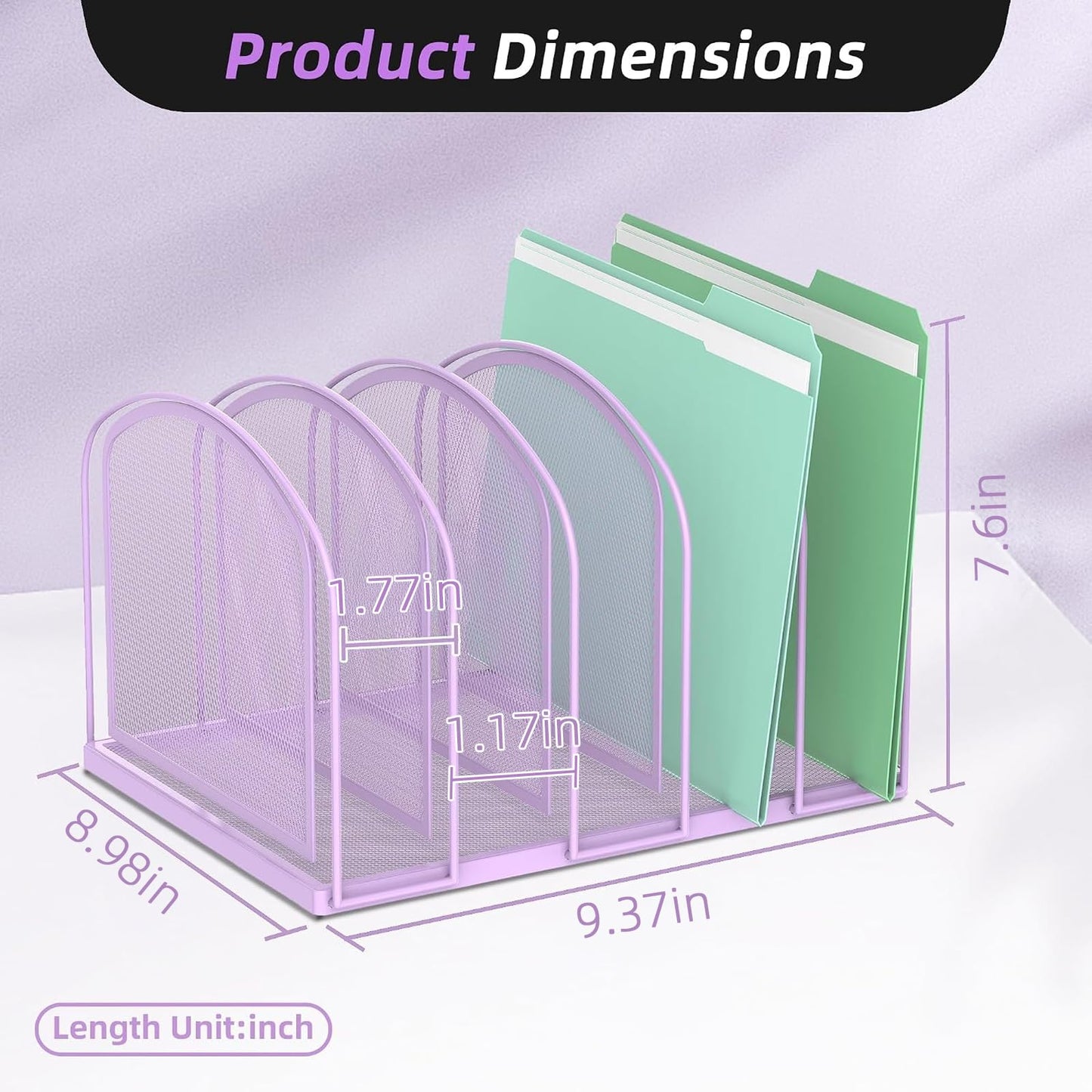 SUPEASY File Organizer 5-Section Mesh Desk Organizer, Upright File Organizer Desktop Organizer File