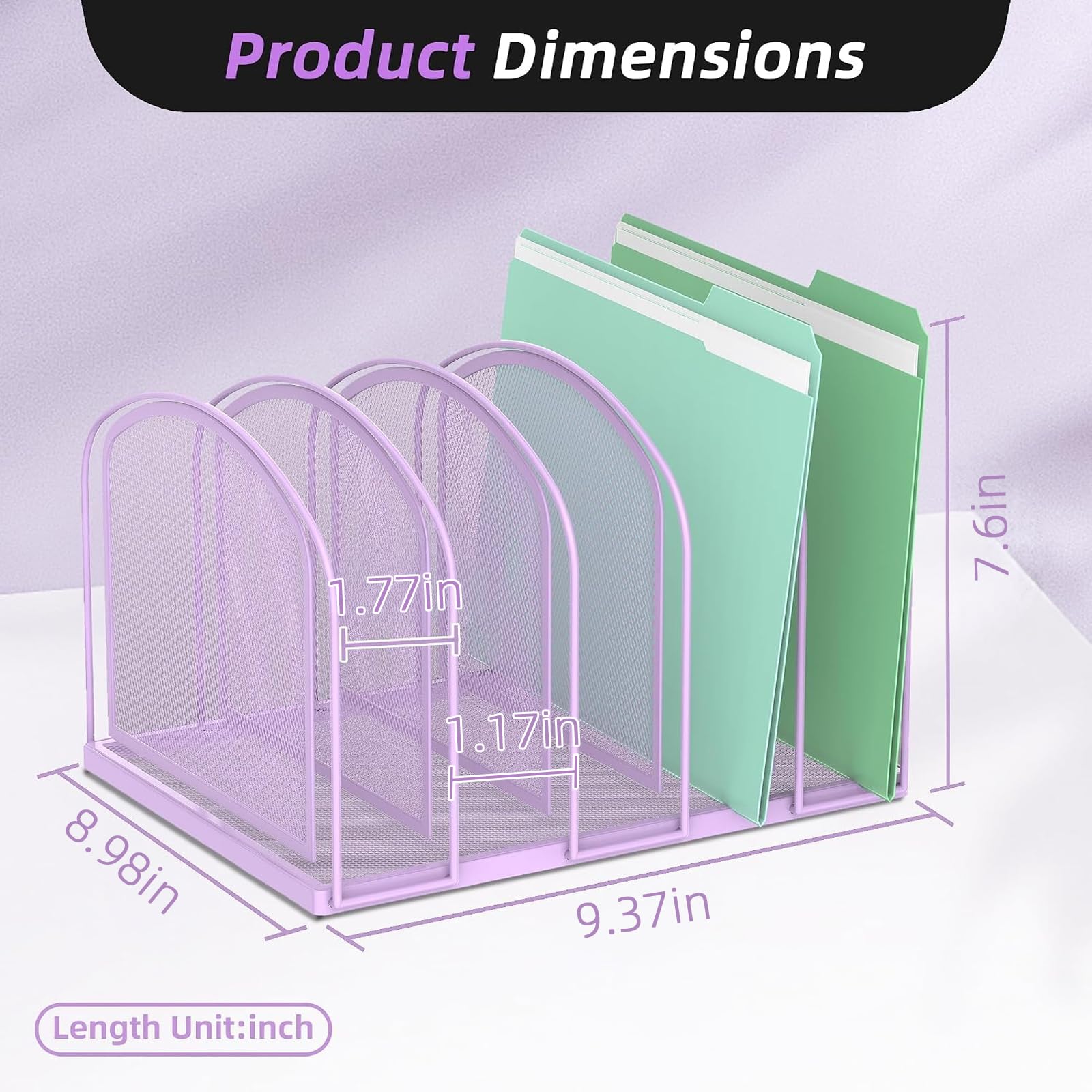 SUPEASY File Organizer 5-Section Mesh Desk Organizer, Upright File Organizer Desktop Organizer File