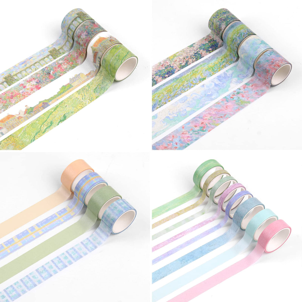 Dizdkizd Floral Green Washi Tape Set, 20 Rolls Cute Seasonal Masking Tape Aesthetic Journaling