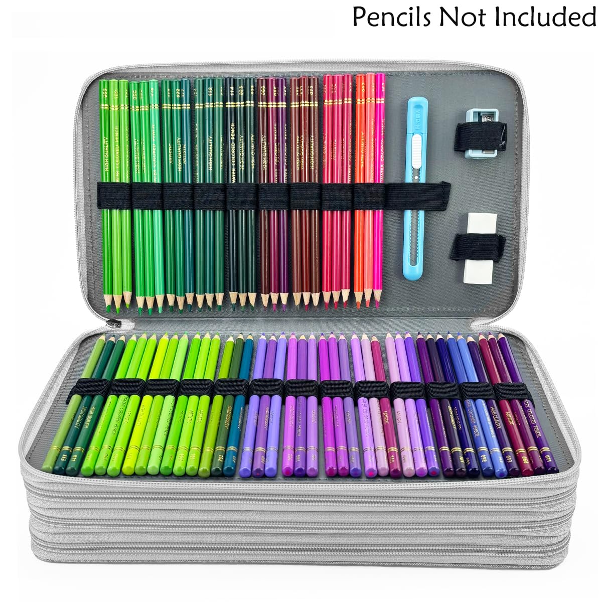 YOUNGCOL 300-Capacity Colored Pencil Case Pen Organizer(Gray)