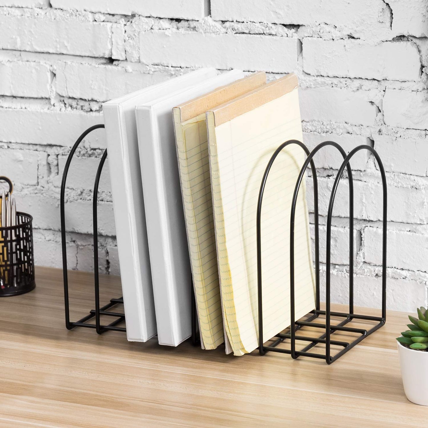 MyGift Large Desktop Document Holder, Black Metal Wire File Folder Organizer Rack with 8-Slots and