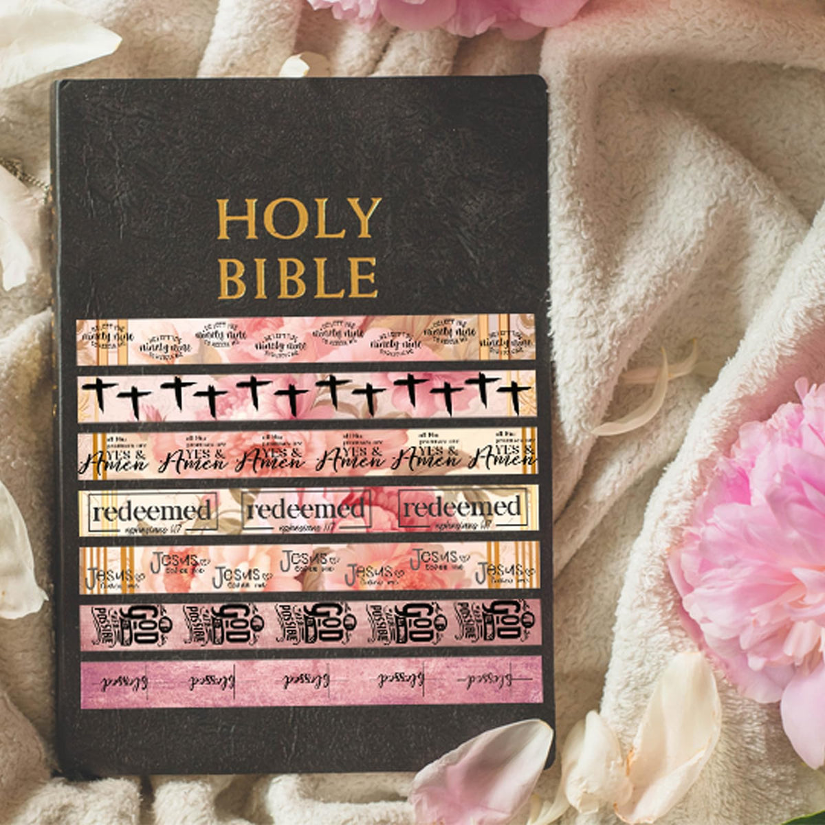 Janlaugh 24 Rolls Christian Washi Tape Gifts for Bible Journaling, Pink