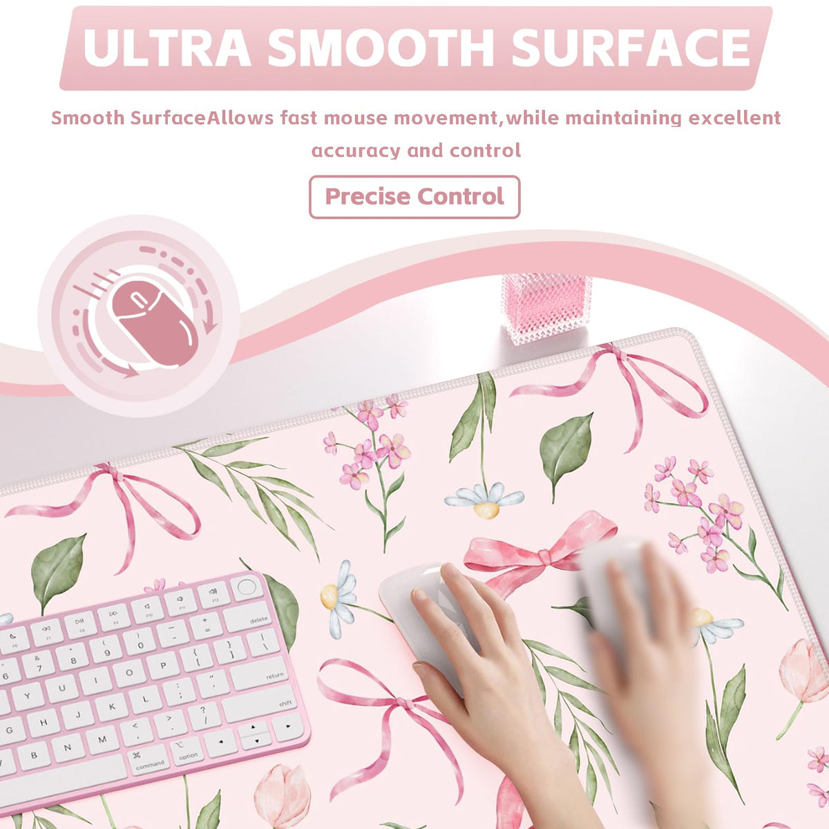 Baziabbo Pink Desk Mat,XXL Extended Big Mouse Pad,Gaming Mousepad with Stitched Edge,Non-Slip