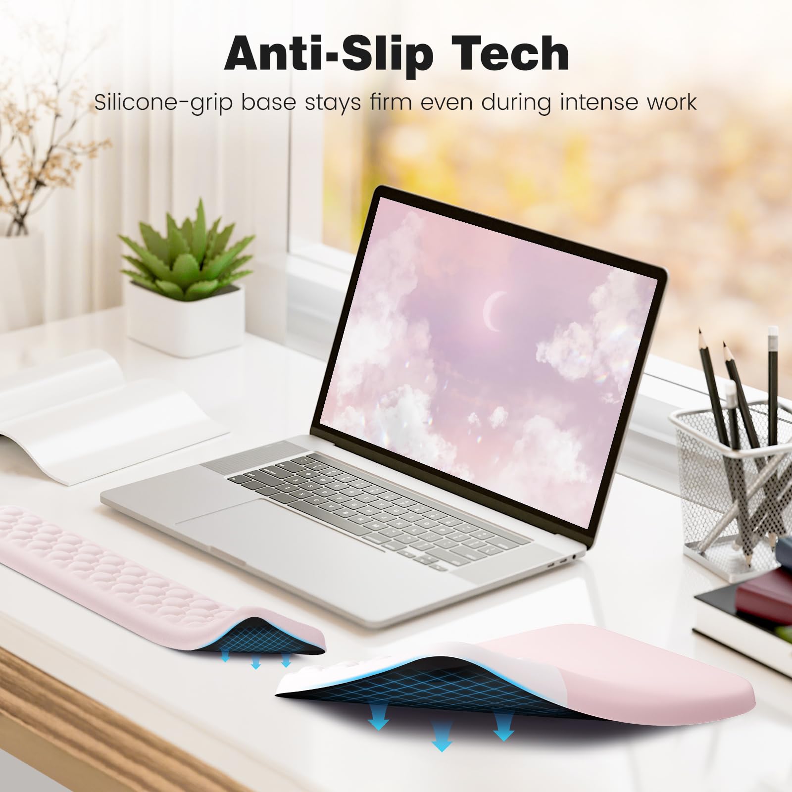 Ospelelf Ergonomic Mouse Pad and Keyboard Wrist Rest, Typing Wrist Pad with Support, Desk Mousepad