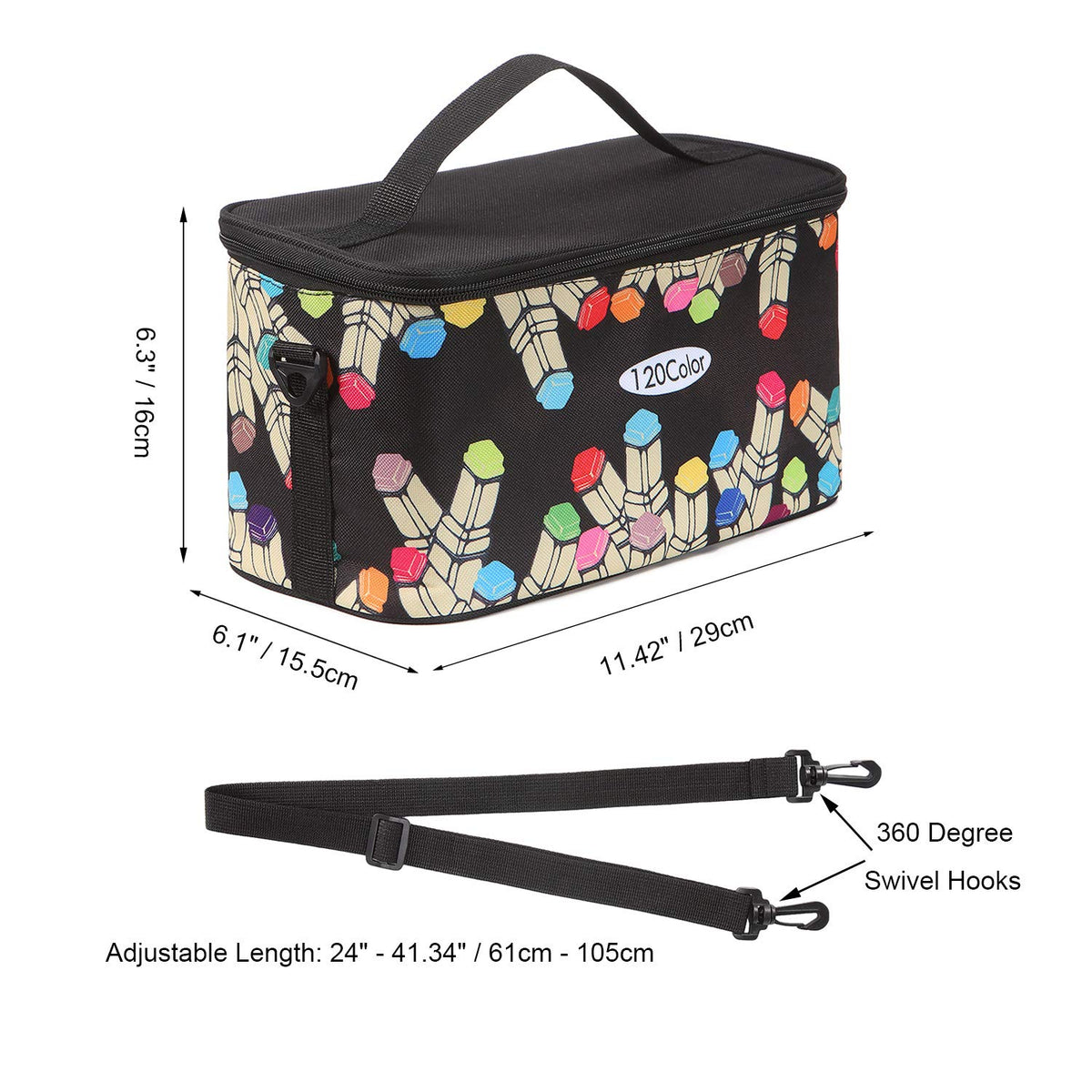 Toprema New Marker Pen Case Holder for 120 Markers Organizer Multifunctional Zipper Storage