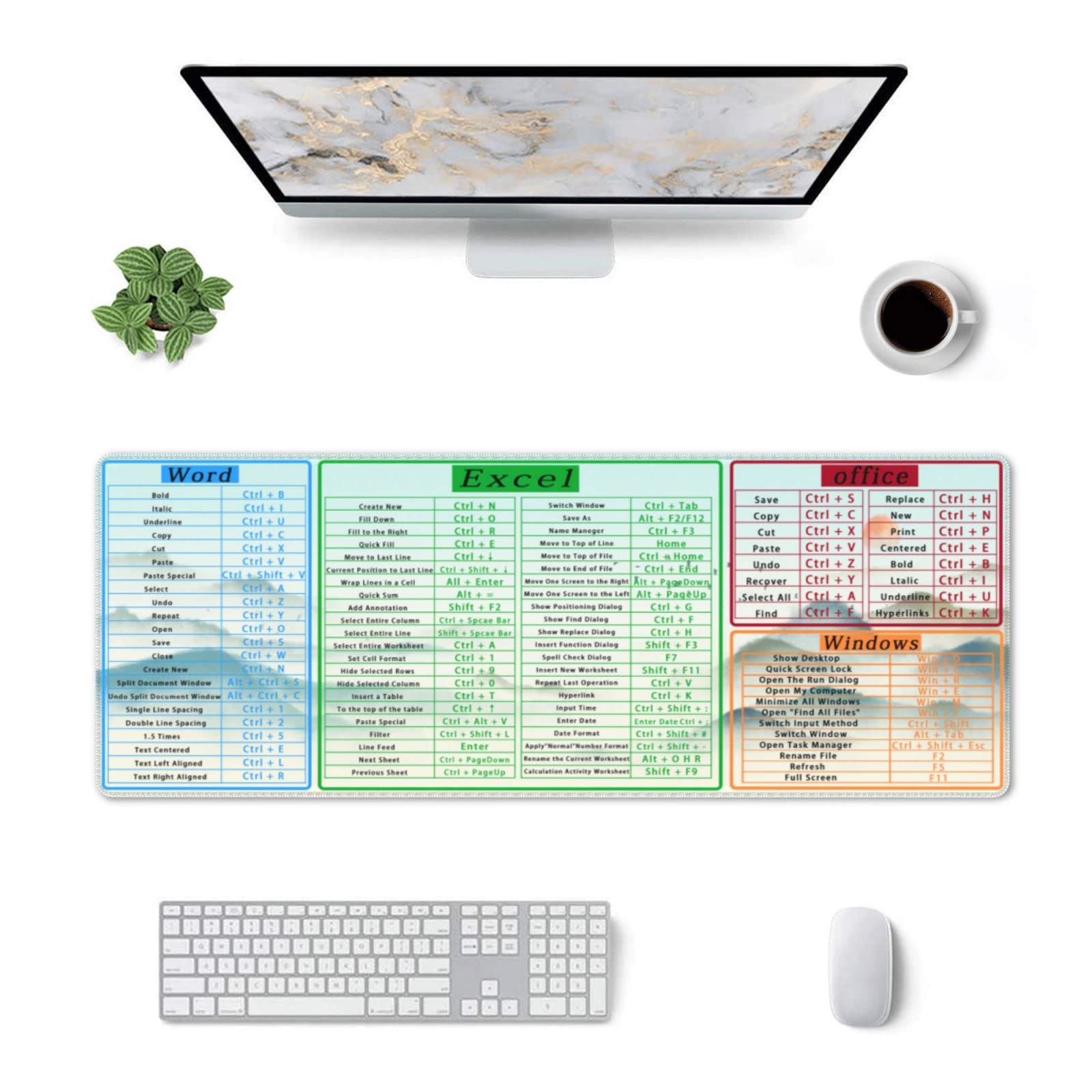 Mouse pad XL Extended Non Slip Rubber Base Stitched Edge 31.5 X 11.8 Inch