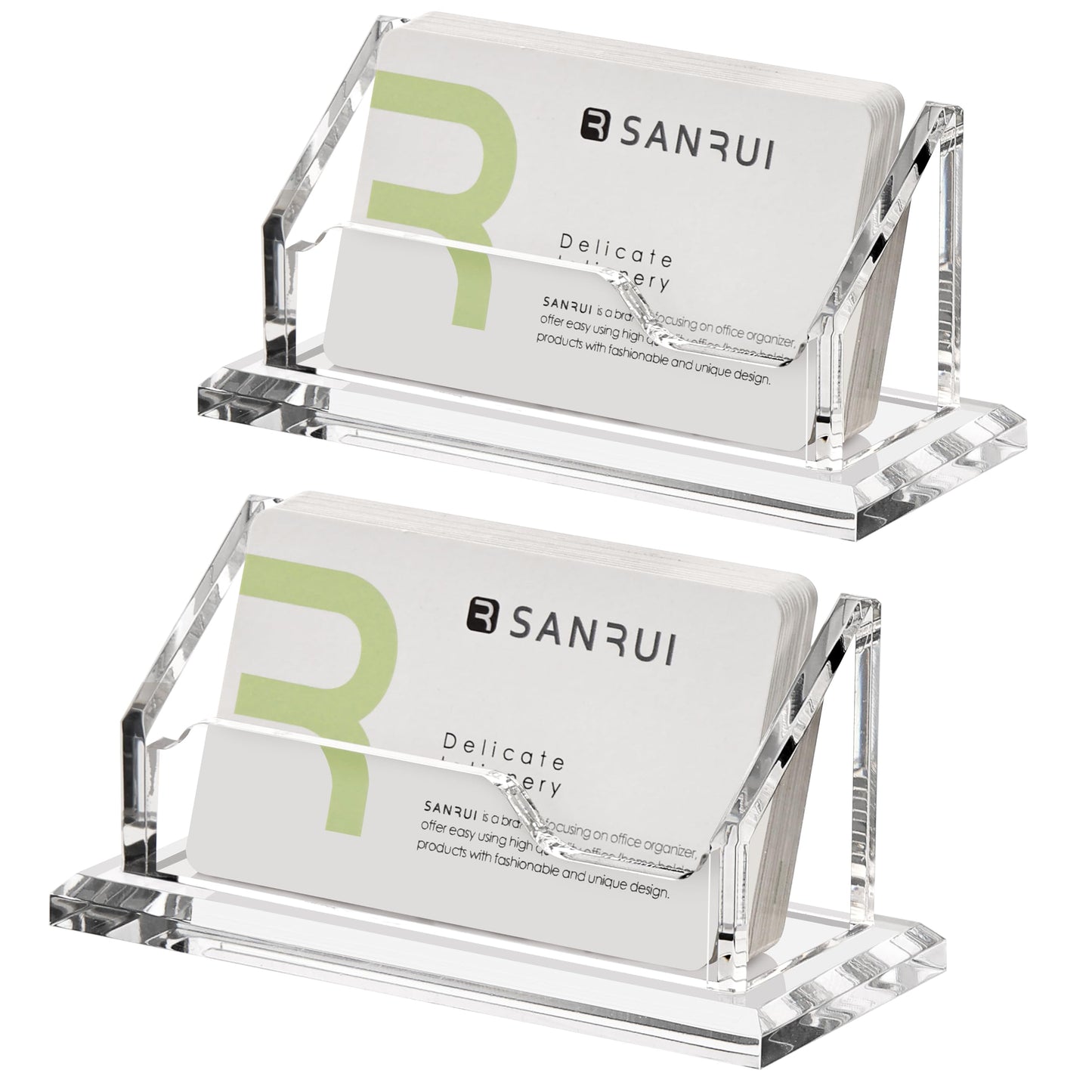 SANRUI Acrylic Business Card Holder for Desk, 2-Pack, Clear