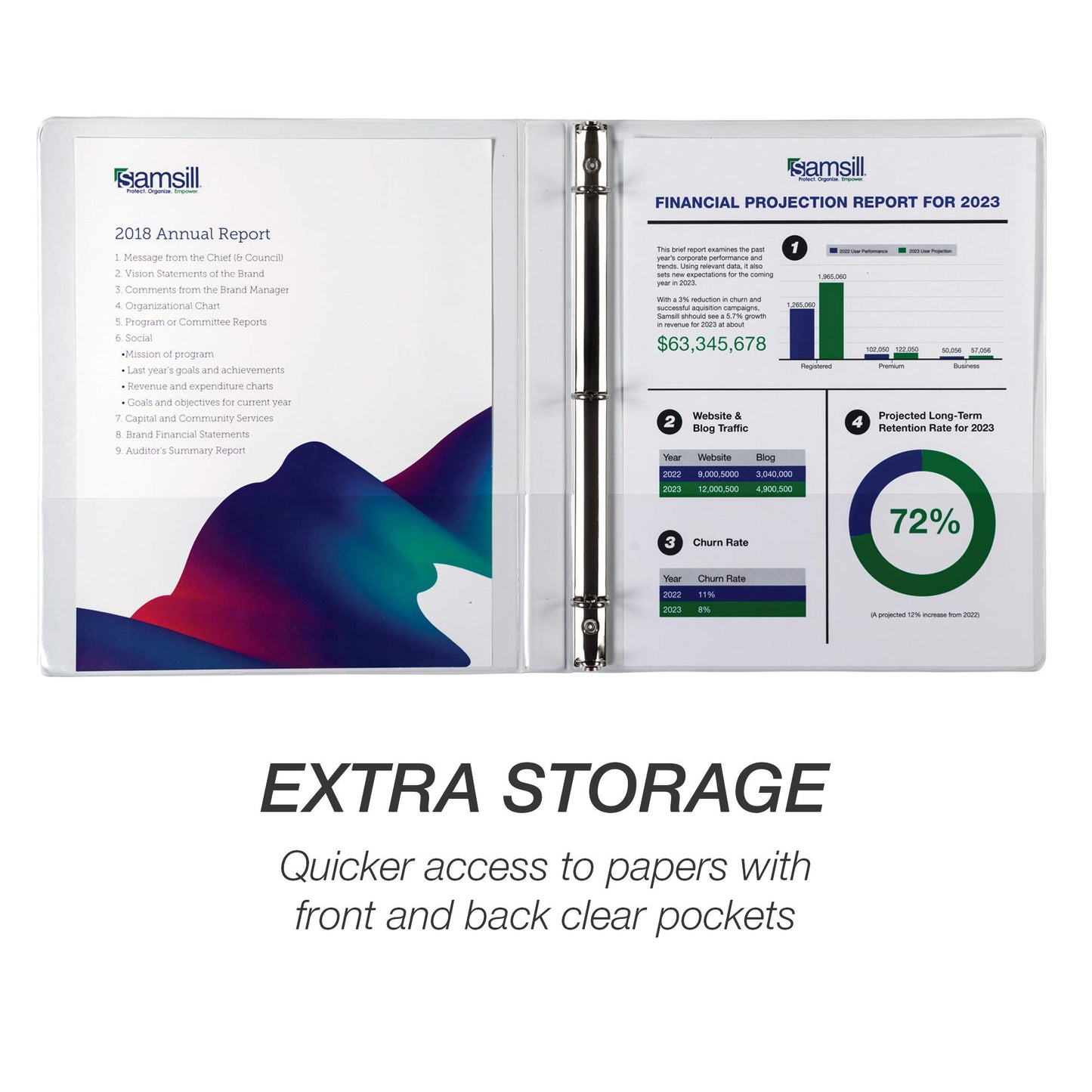 Samsill 8 Pack Durable 0.5 Inch 3 Ring Binders, Round Ring, Clear View Cover for Presentations