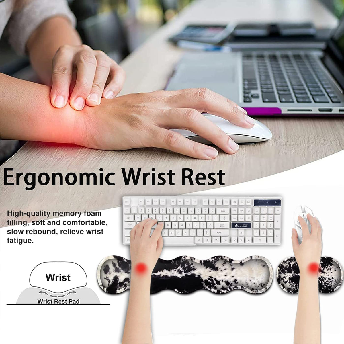 Gaming Mouse Pad and Keyboard Wrist Rest, Large Extended Mouse Pad 31.5X 11.8,Ergonomic Memory Foam
