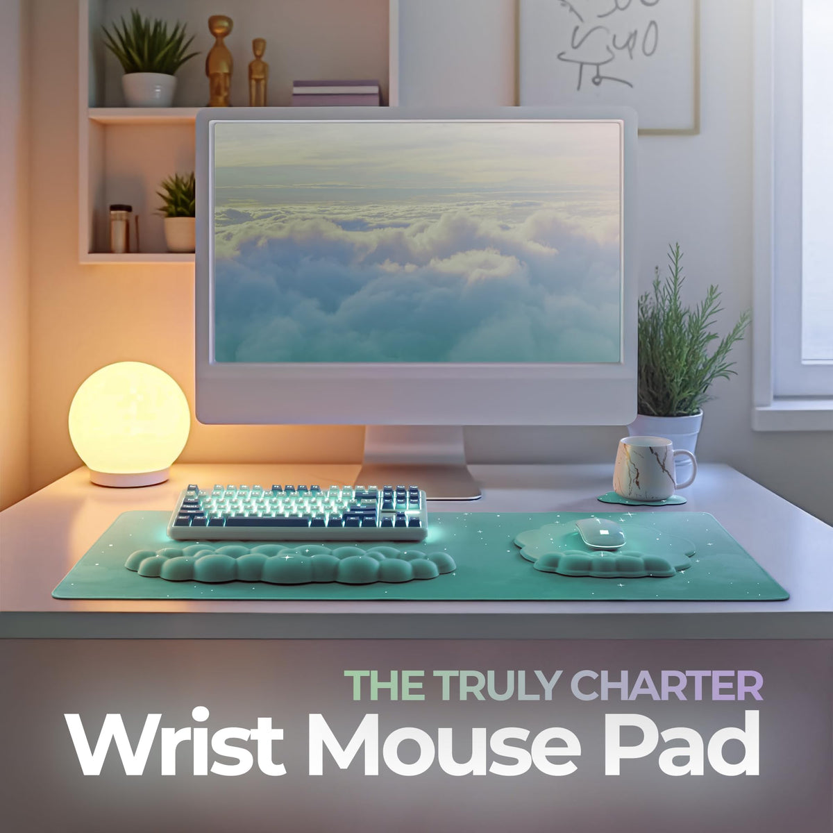 TheTrulyCharter Premium Quality Cloud Wrist Rest Keyboard & Mouse Pad Set – Ergonomic Memory Foam