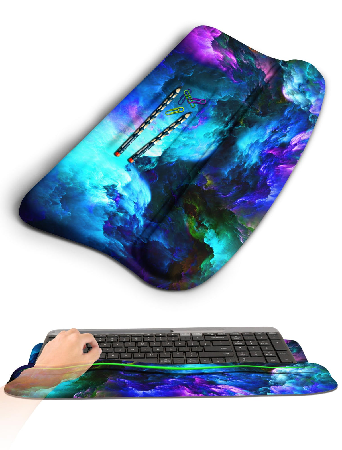 KUOSGM Ergonomic Wave Wrist Rest with Keyboard Stand, Cushioned Palm Rest, Comfortable Integrated