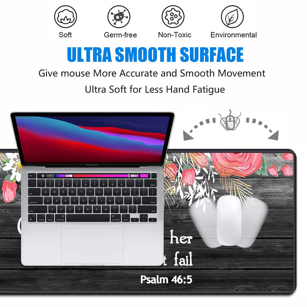 Desk Pad Mat With Coasters, 31.5"x 11.8" XXL Large Gaming Mouse Mat With Non-Slip Base and Stitched