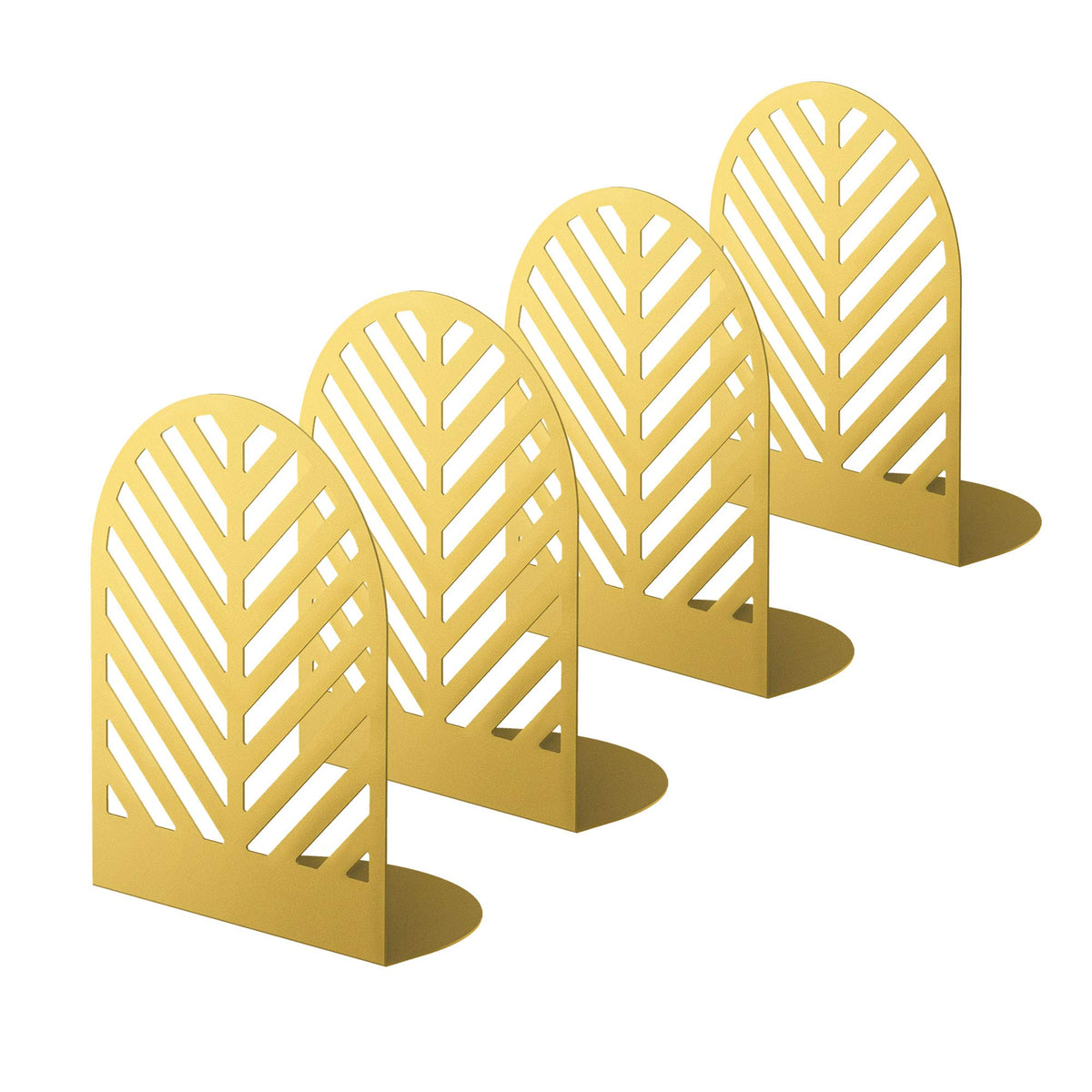 Qiming Leaf Bookends for Books, 2 Pair of Metal Book Holders for Office Shelves Gift for Adults and
