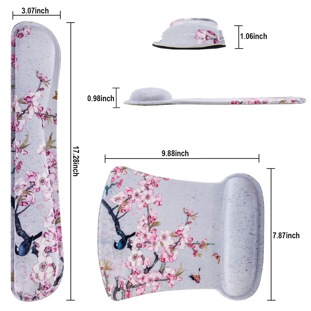 Ergonomic Keyboard Mouse Pad Set with Wrist Rest Support, Memory Foam Hand Rest Wrist Cushion Set