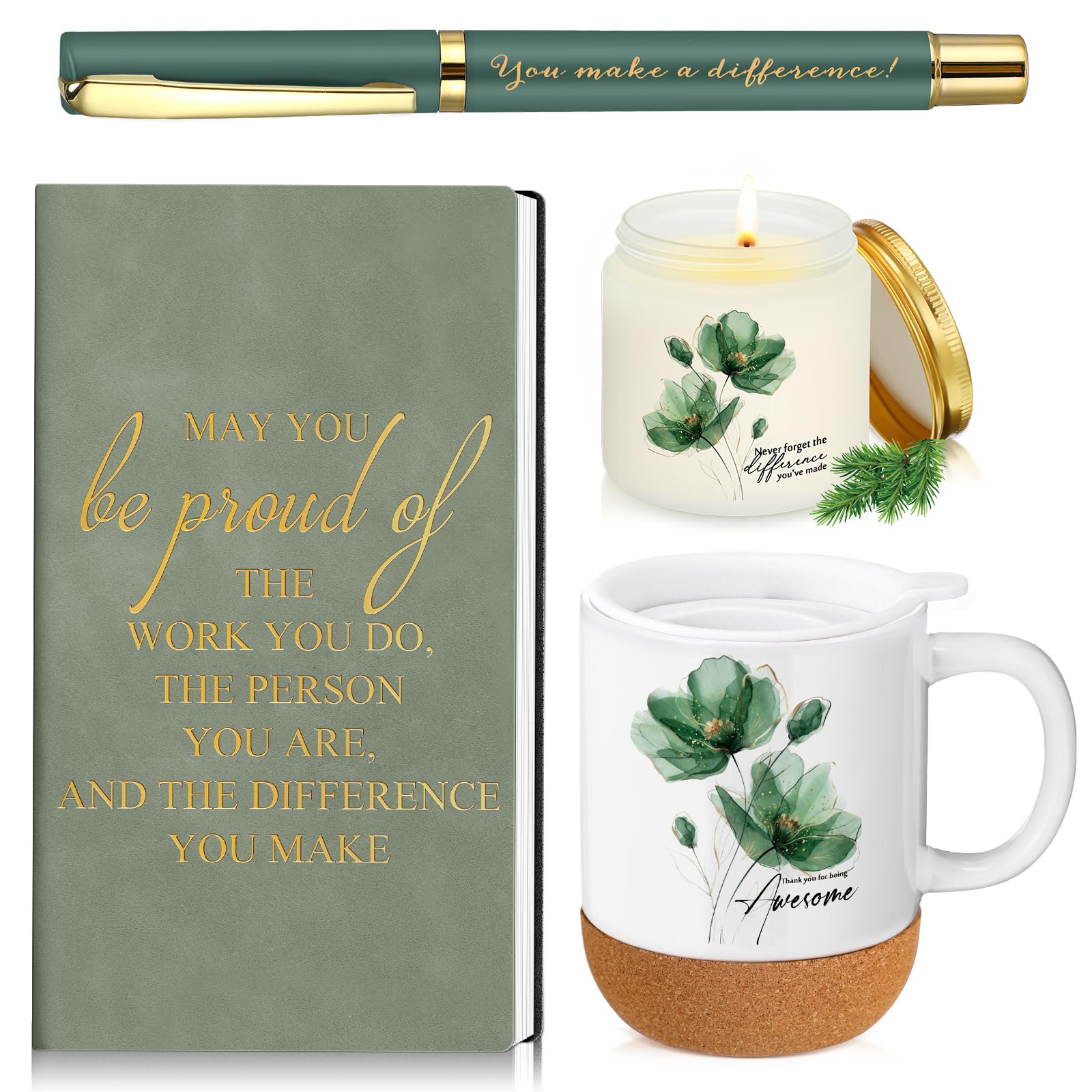 Sayglossy 4 Pcs Thank You Gift Set for Men Women Employee Coworker, Green