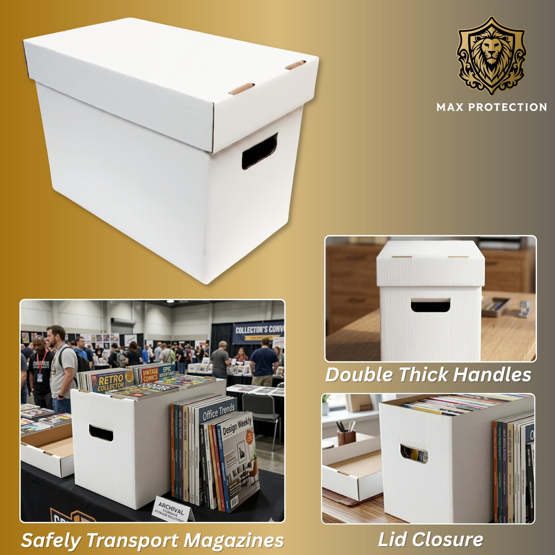 Max Protection Magazine Storage Boxes with Lids - Heavy Duty, 3 Pack