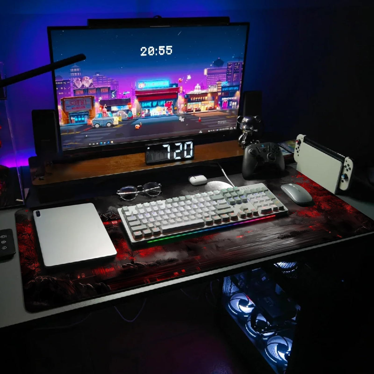Extended Gaming Mouse Pad, Large Mouse Mat 3 mm Nature Rubber Base Mousepad with Stitched Edges