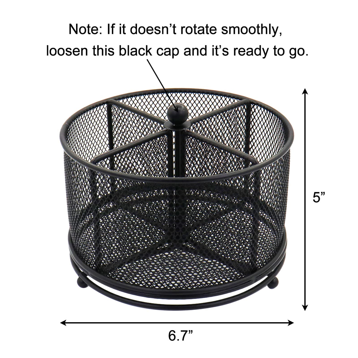 Flytreal Pen Holder for Desk, 360 Rotating Mesh Pencil Organizer Marker Storage Caddy, Black Large