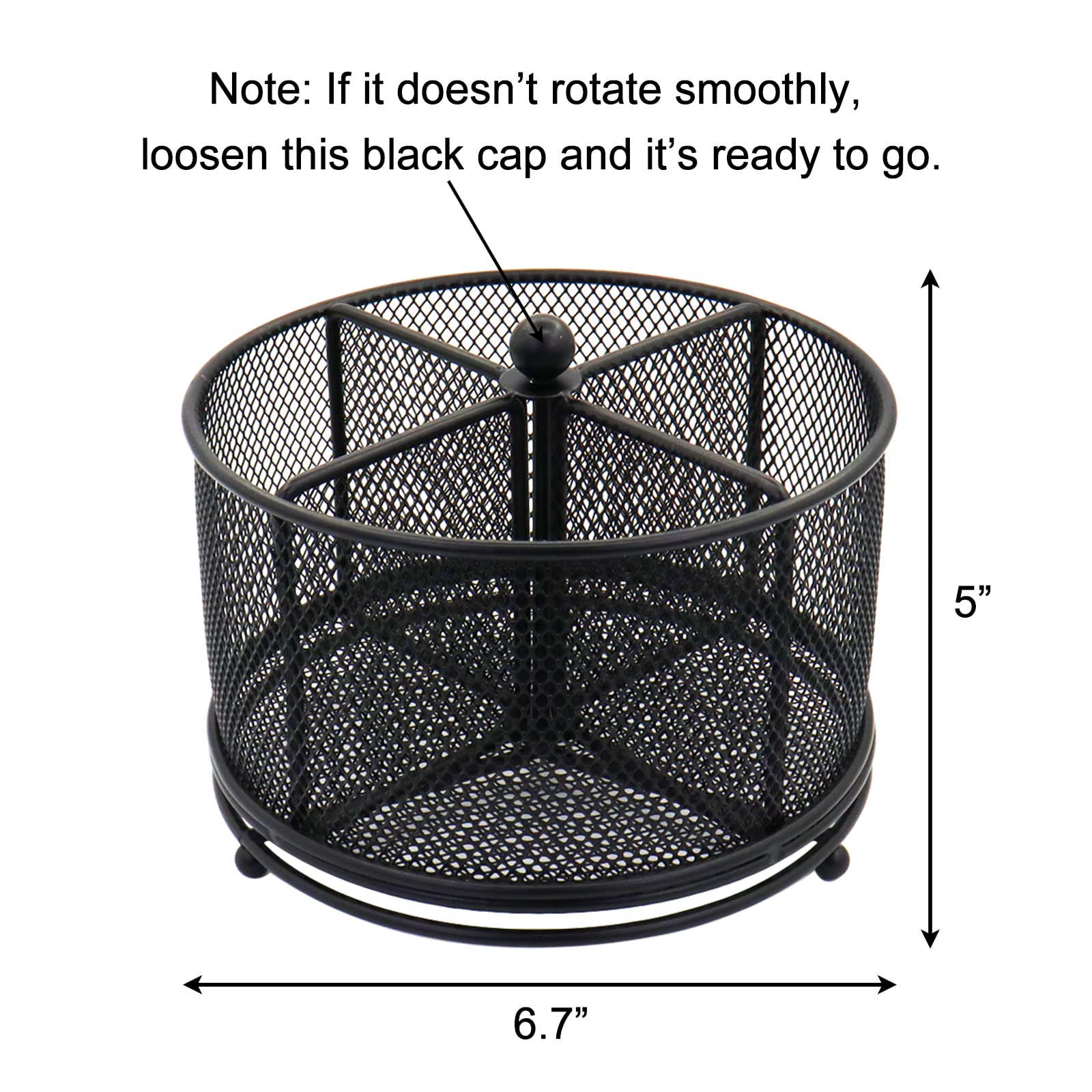 Flytreal Pen Holder for Desk, 360 Rotating Mesh Pencil Organizer Marker Storage Caddy, Black Large