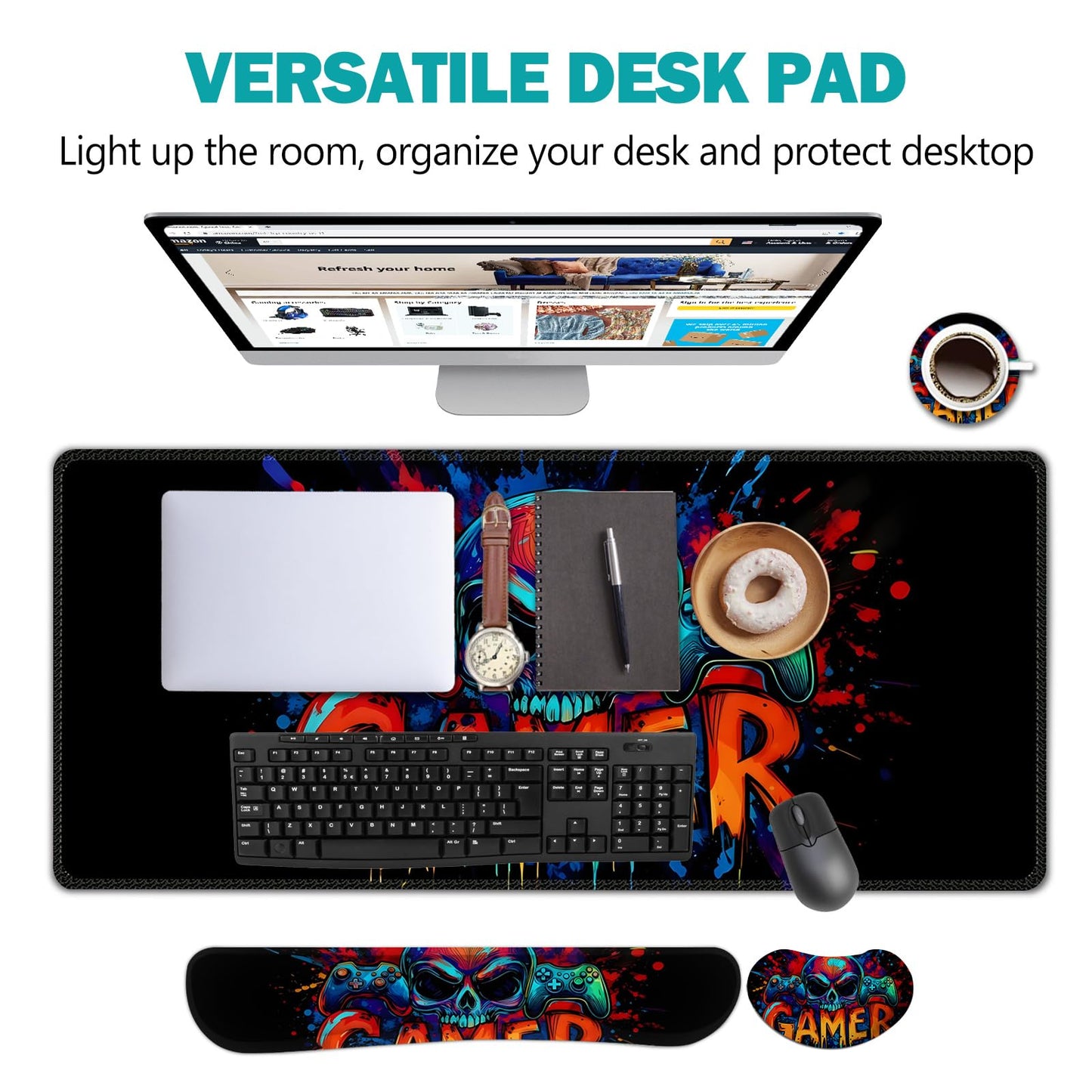 AIMSA Large Gaming Mouse Pad Set, Keyboard Wrist Rest Support + Extended Mouse Pad + Mouse Wrist