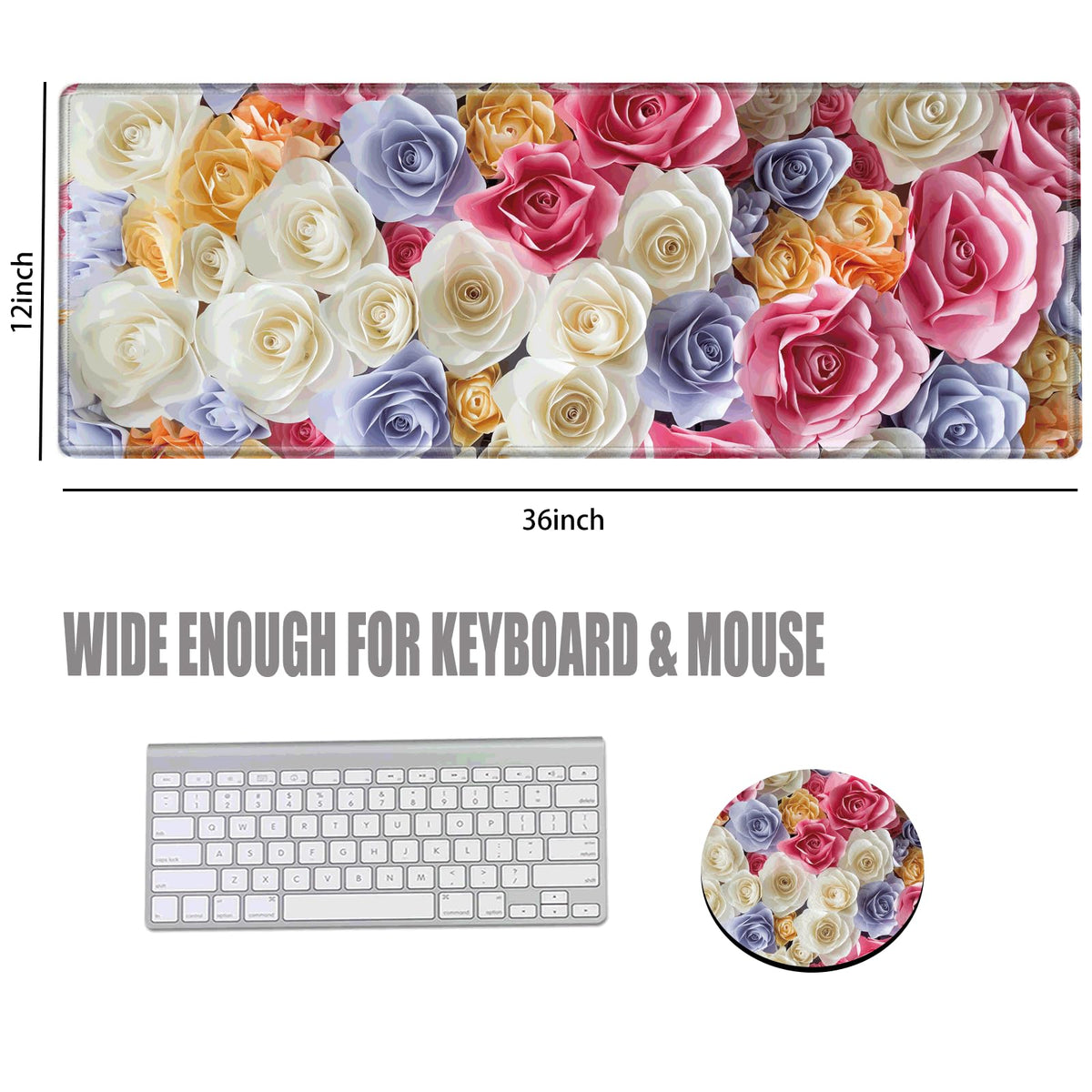 36x12 Desk Mat Pink Rose Mouse Pad Gaming Long Desk Pad Large Mousepad XXL Mouse Mat Extended