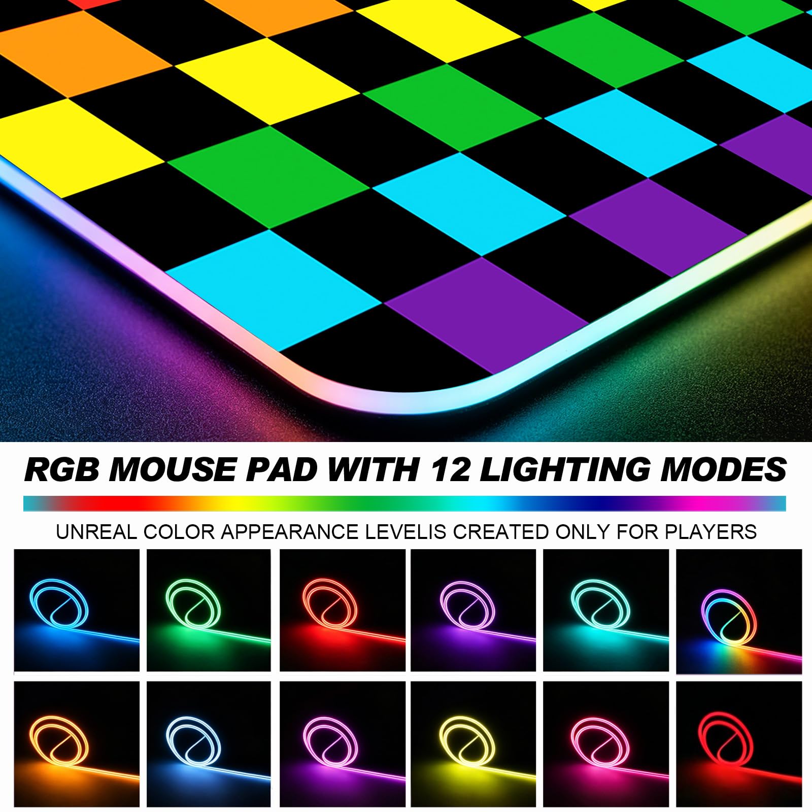 JIANG100 RGB Vintage Multicolor Plaid Gaming Desk Mat & Mouse Pad, XL