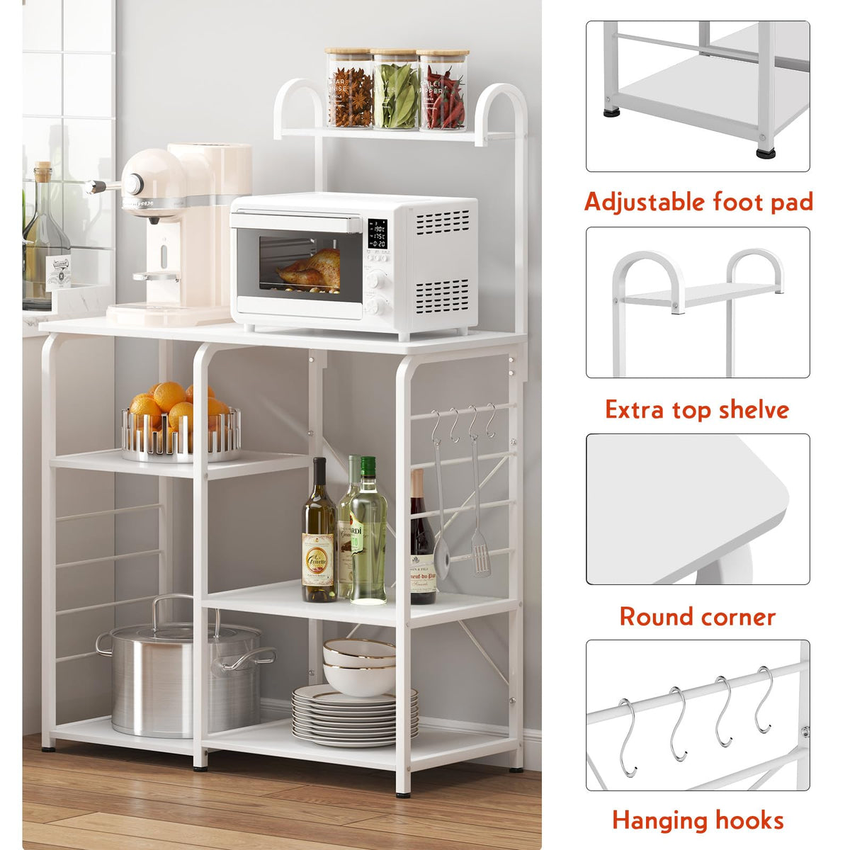 DlandHome Microwave Stand Kitchen Cart, Microwave Cart Stand 35.4 inches, Kitchen Utility Storage