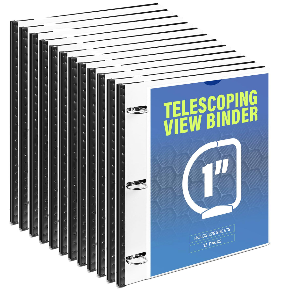 WOT I 12-Pack Telescoping 3 Ring Binder 1 Inch, Expandable Flexible Binder - Patented Design for