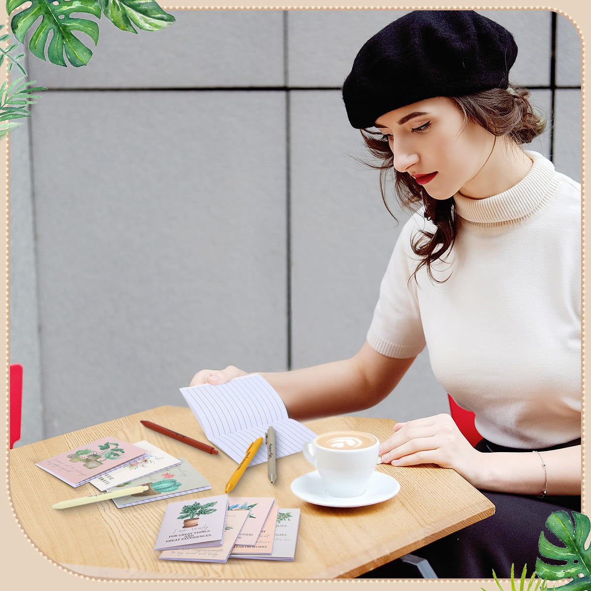 Mooliwe 48 Pcs Affirmation Notebooks Pens Bulk Gifts, Gratitude,Flower