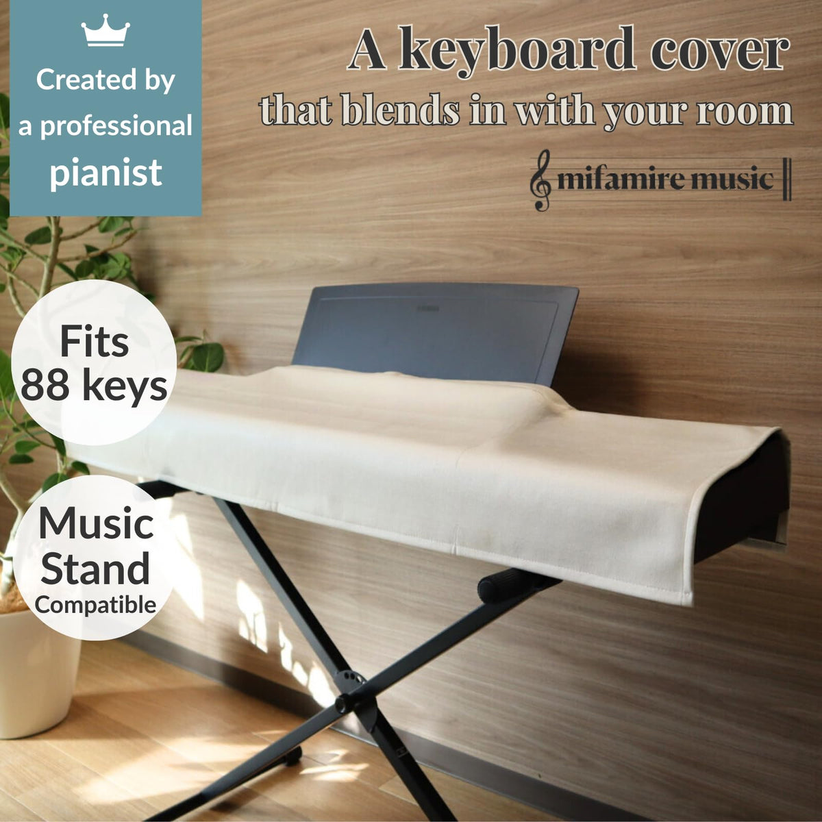 mifamire music 88 Keys Piano Keyboard Dust Cover PiuColor, Designed by Professional Pianist, Music
