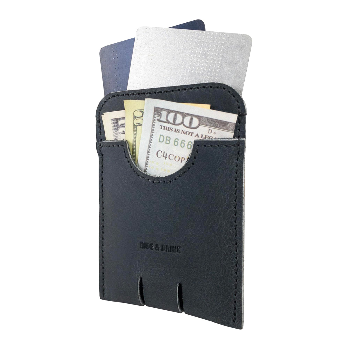 Hide & Drink, Business Push Card Holder, Minimalist Cash Organizer Handmade from Full Grain Leather