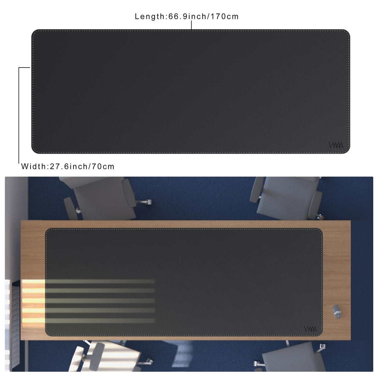 VYAAA Leather Desk Mat, 66.9"×27.5" Large Mouse Pad, Desktop Protector for Desk, Multifunctional