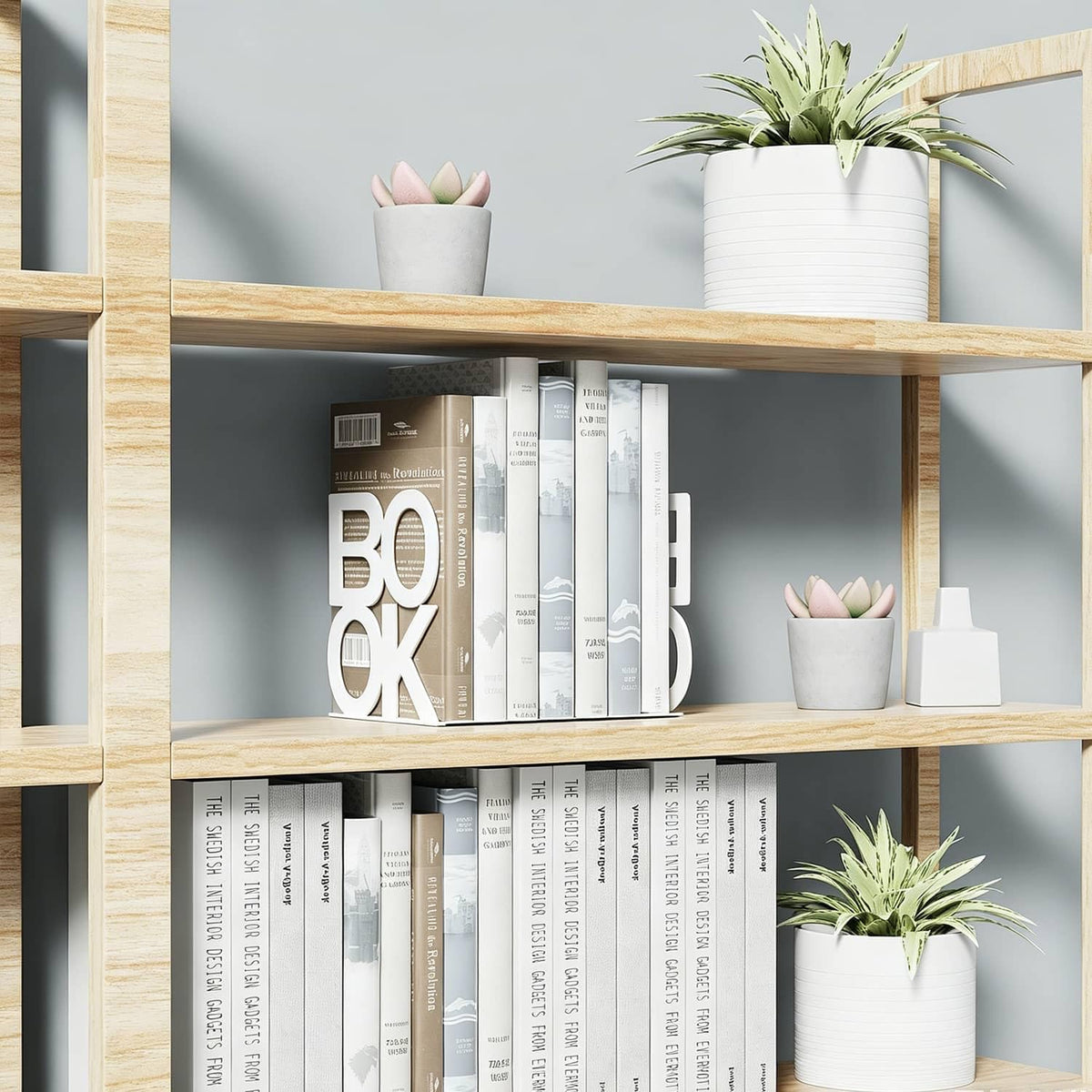 Book Ends - Decorative Metal Book Ends Supports for Bookrack Desk,Books, Unique Appearance