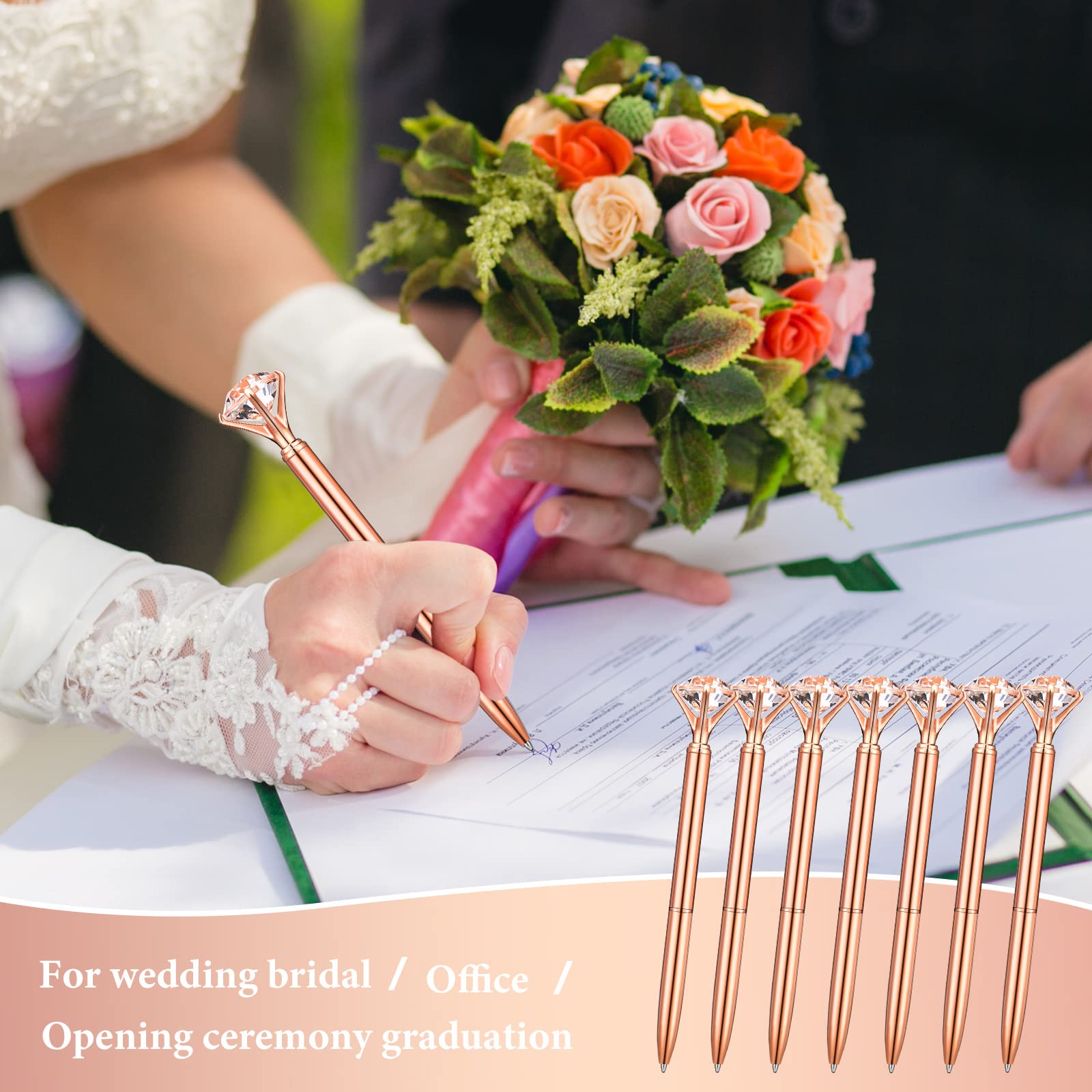 Yahenda 50 Pcs Christmas Gifts Diamond Pens Bridal Shower Ballpoint Pen Bulk Black Ink Bling
