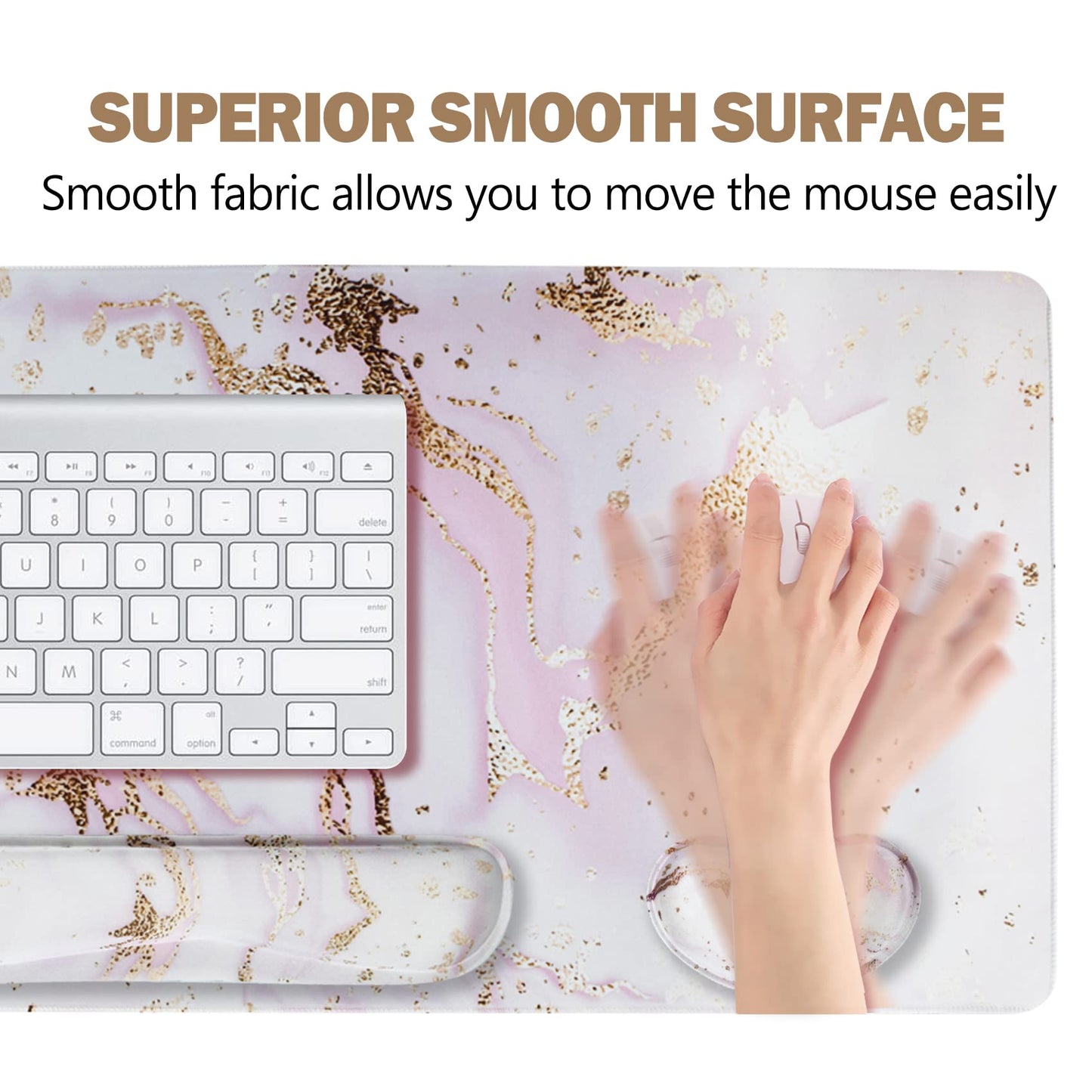 ARTSO Large Gaming Mouse Pad, Keyboard Wrist Rest Pad & Wrist Support Mousepad Set, Stitched Edge