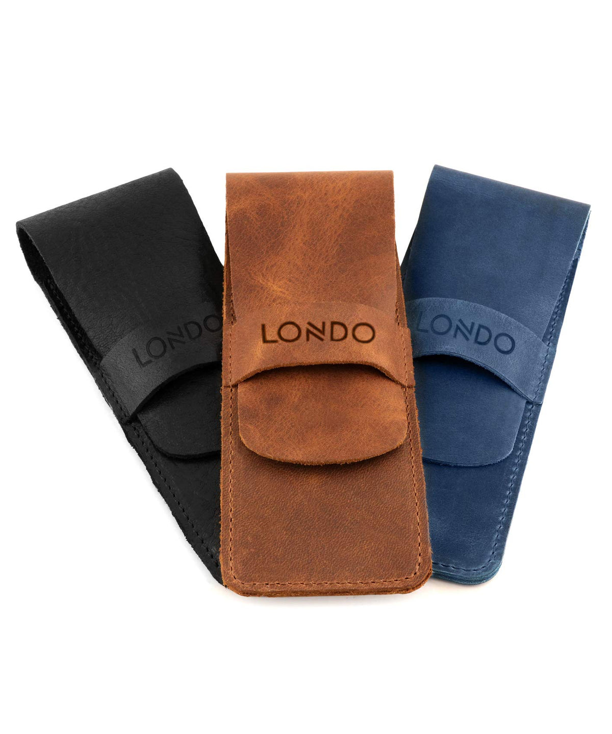 Londo Genuine Leather Pen and Pencil Case with Tuck in Flap, Stationery Bag