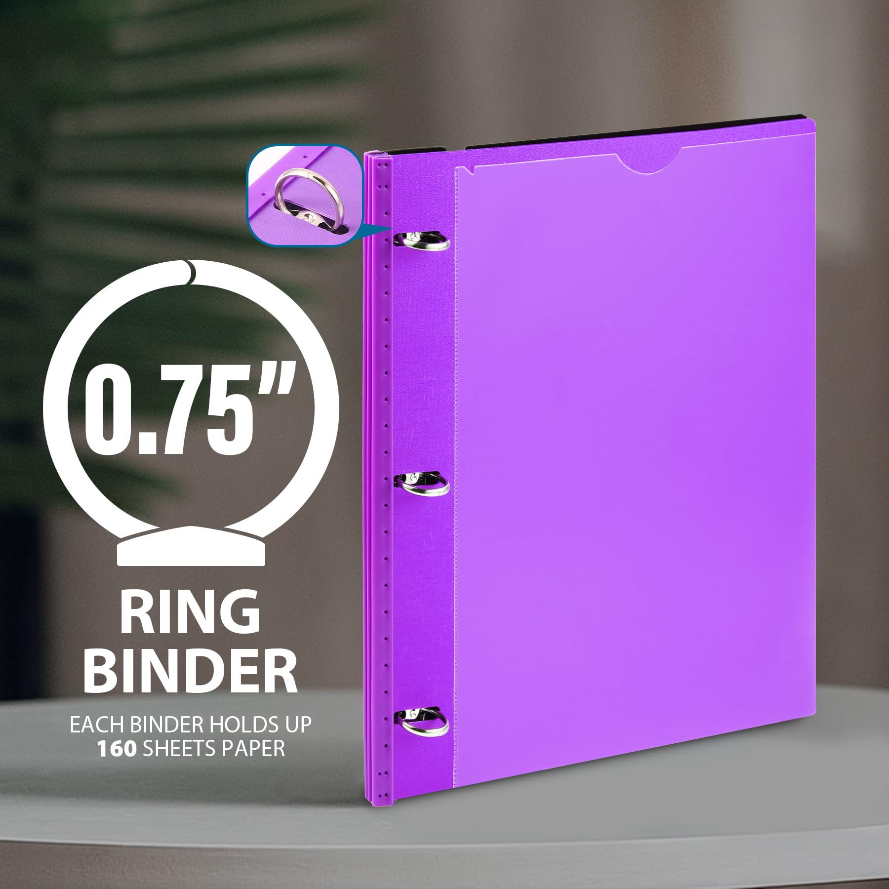 WOT I 12-Pack Telescoping 3 Ring Binder(0.75"), Expandable Flexible Binder - Patented Design for