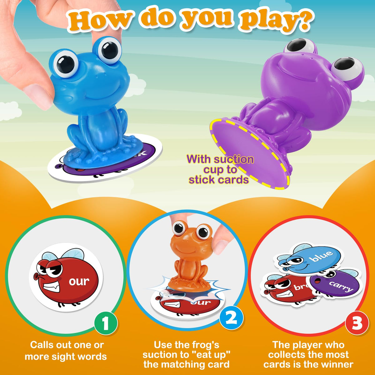Torlam Sight Word Games Frog Site Words Educational Flash Cards Kindergarten Phonics Learning Games