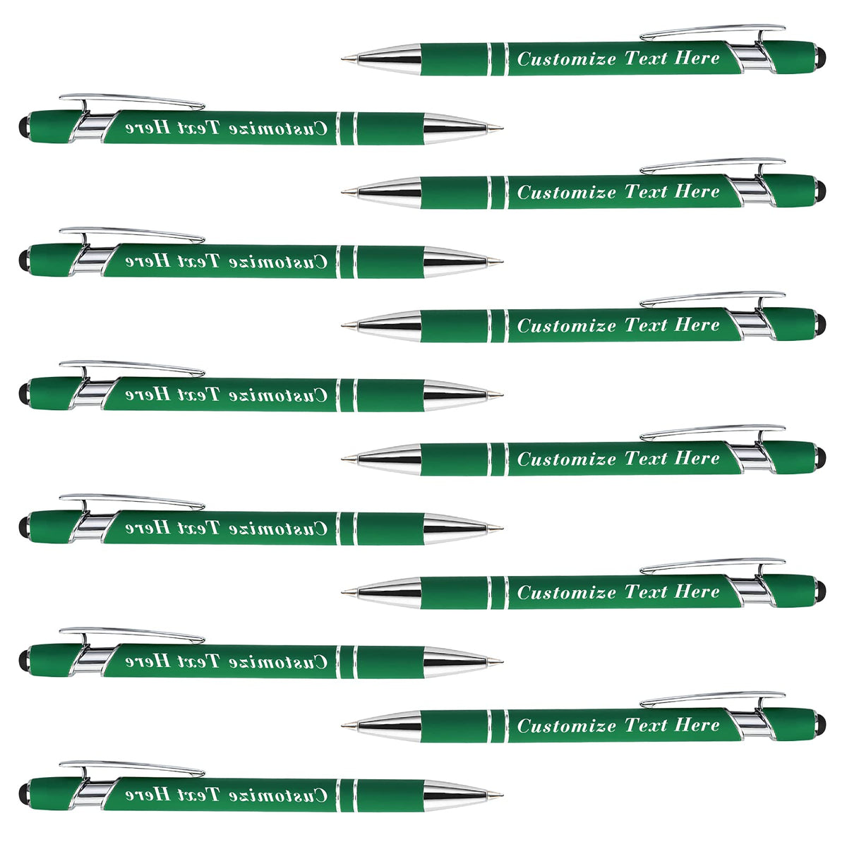 Personalized Pens Bulk with Stylus Tip 12 Pcs Custom Engraving Ballpoint Pens with Name Message