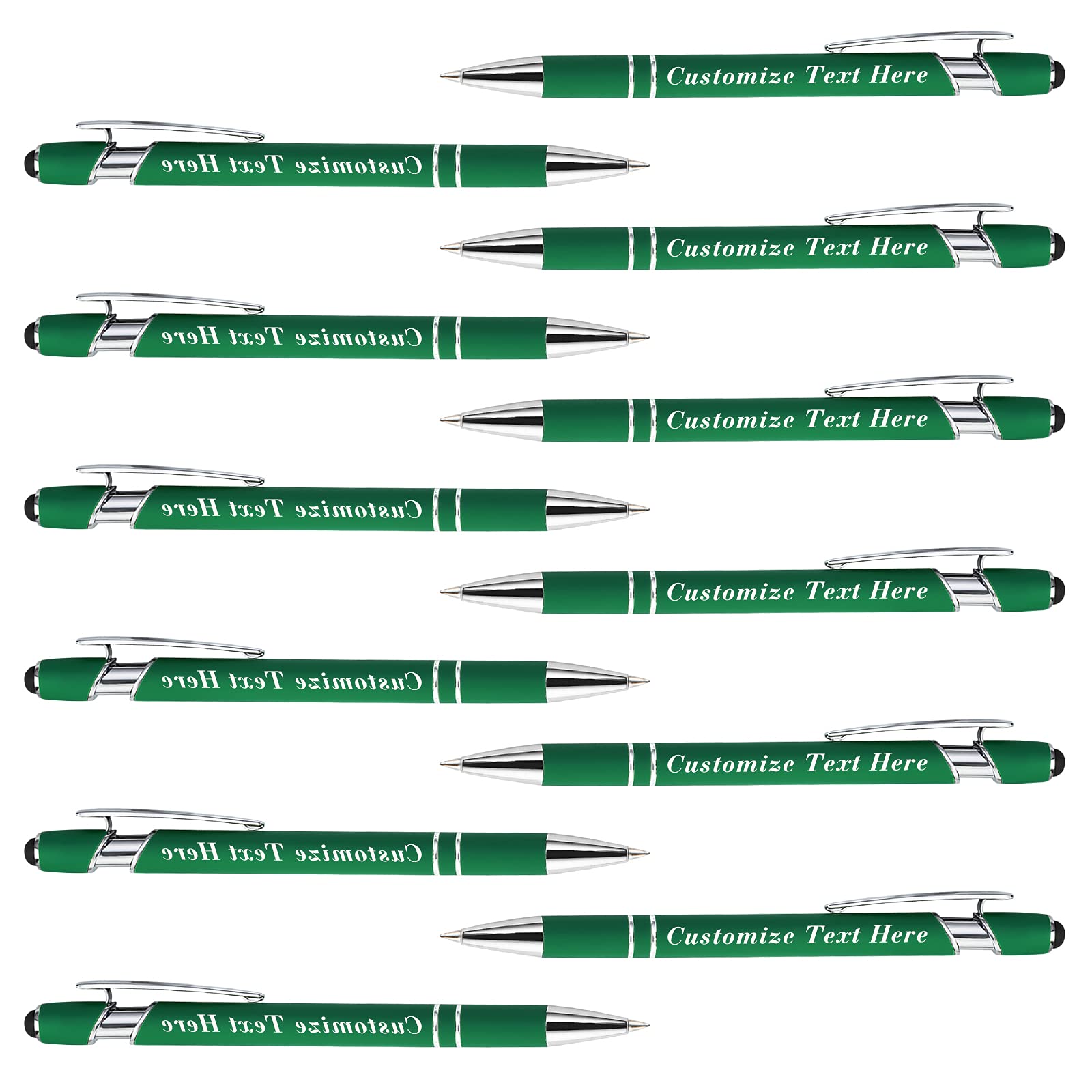 Personalized Pens Bulk with Stylus Tip 12 Pcs Custom Engraving Ballpoint Pens with Name Message