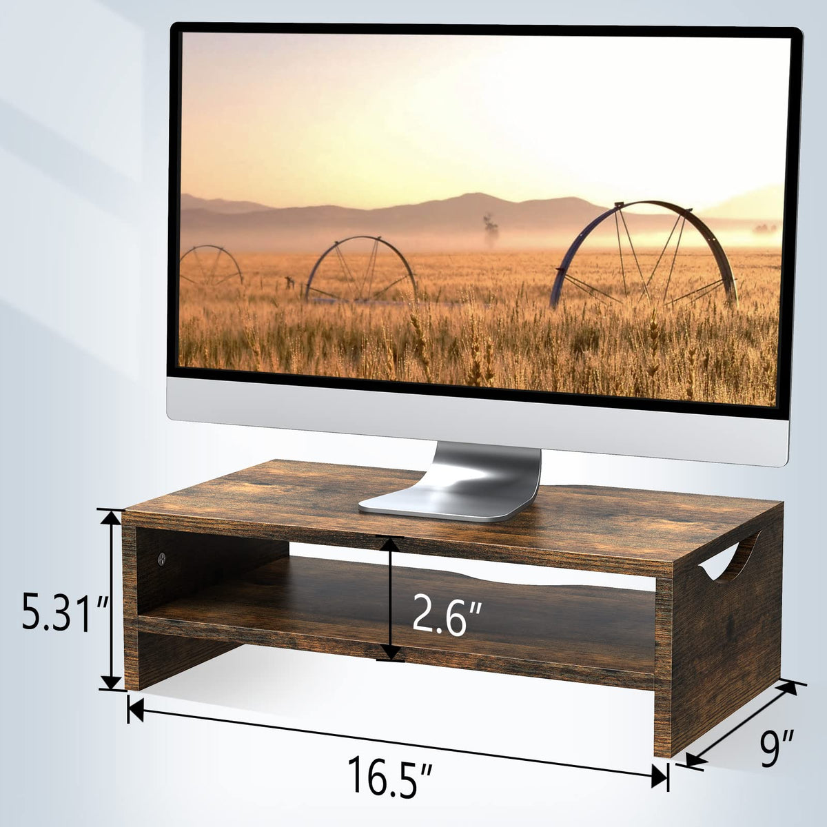 Zimilar Monitor Stand Riser, 2 Tiers Wood Laptop Computer Monitor Riser