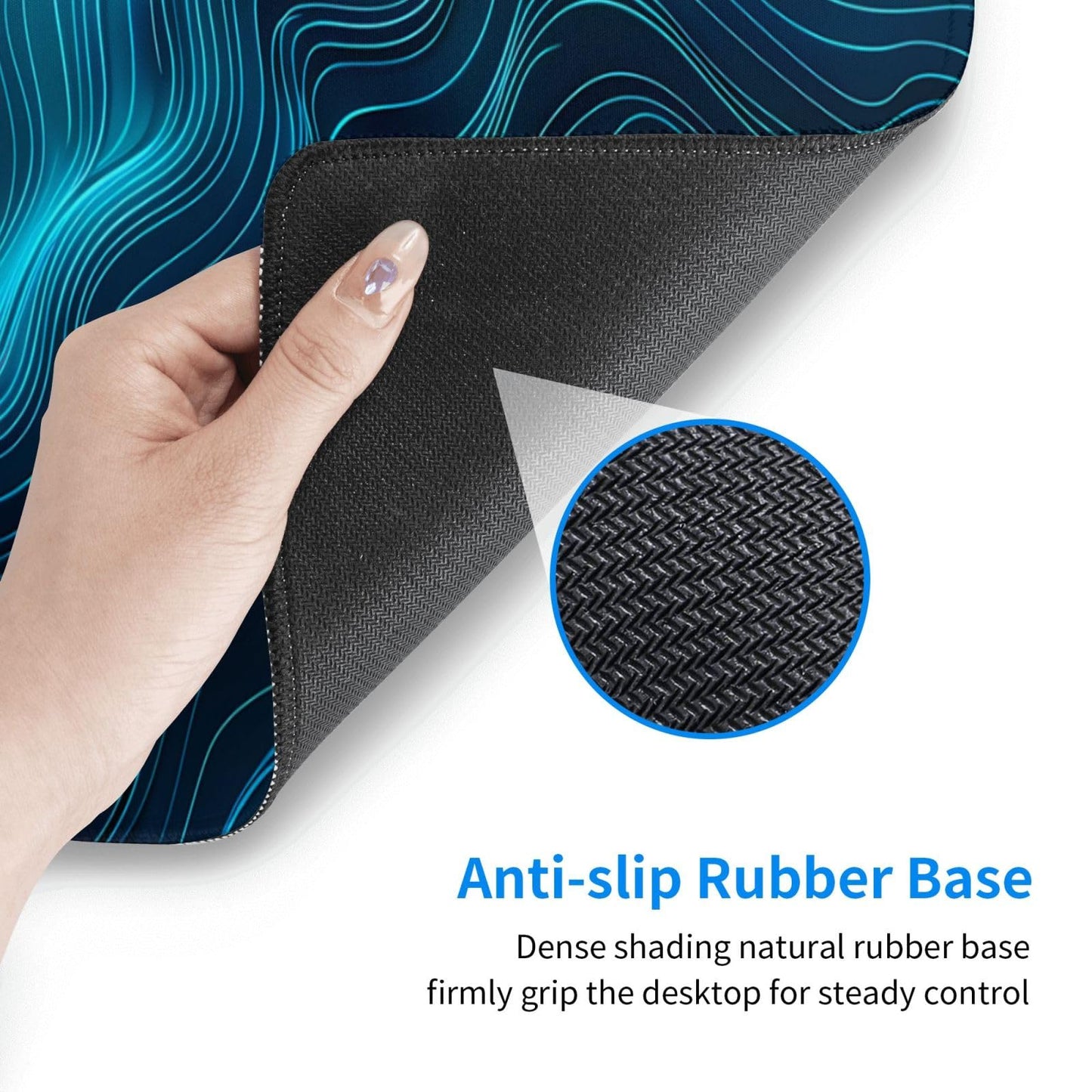 Keebik Gaming Mouse Pad, Black Teal Blue Mouse Pad 11.8x23.6 Inch Large Extended Computer Mouse Mat
