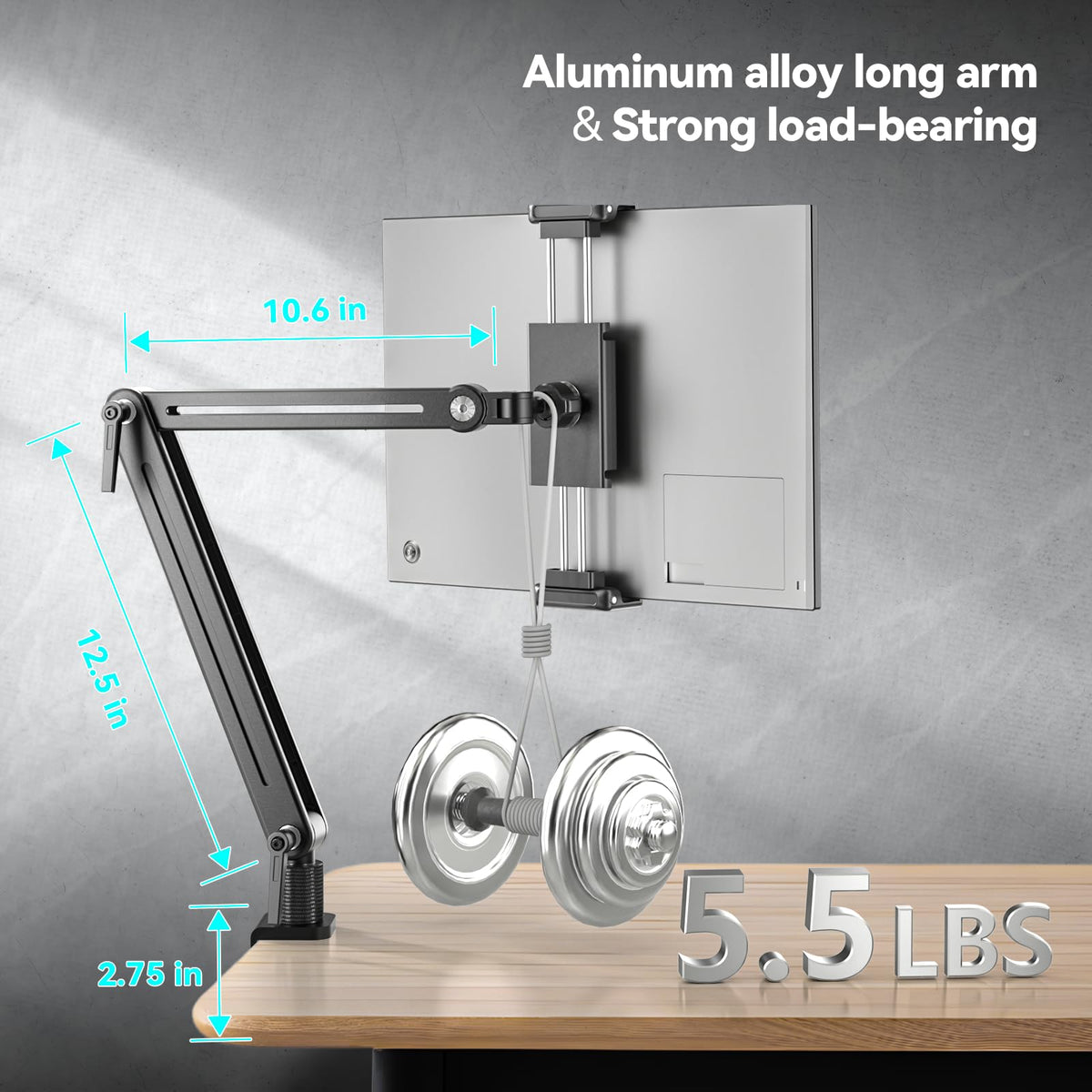 Portable Monitor Stand Desk Holder- Large Clamp support up to 6.5 12.9 14.6 15.6 18.5 inch 360°