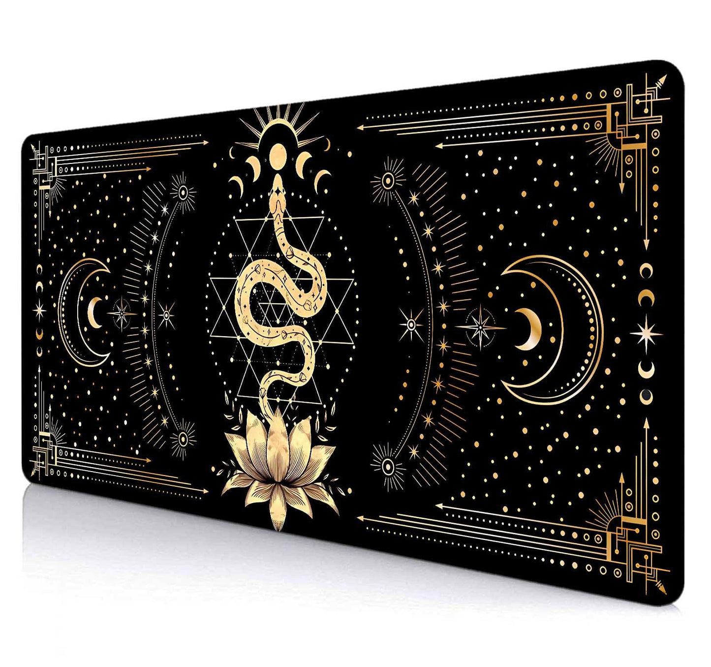 SXCKANG Black & Gold Large Mouse Pad, Boho Snake Witch Desk Mat for Desktop, Women Gaming Full Desk